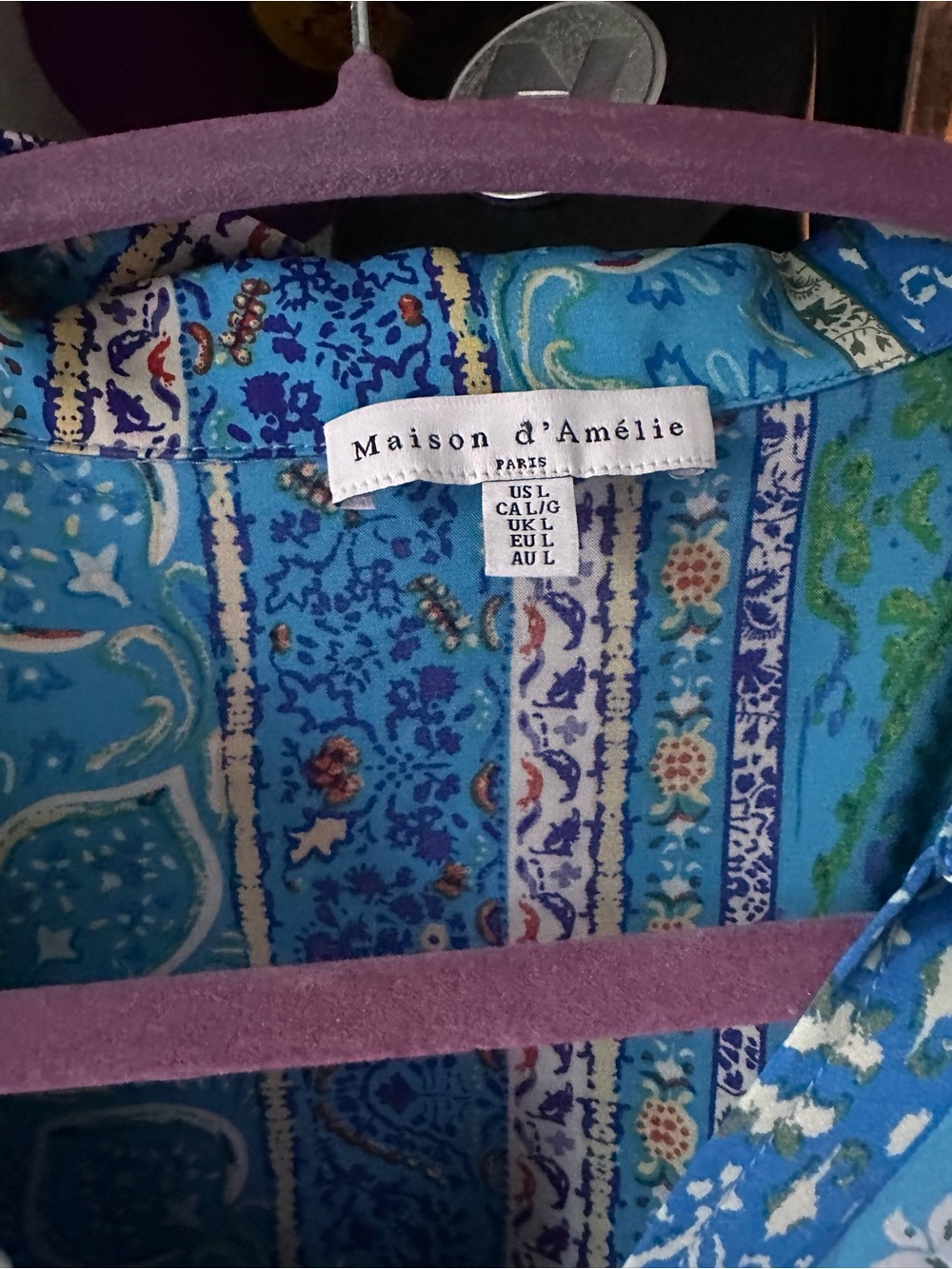 Blue Paisley Wrap Blouse - Picture 2 of 9